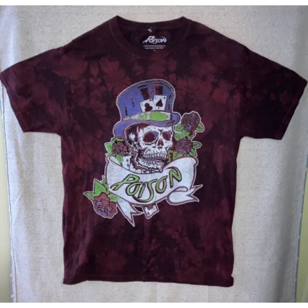 2017 Poison Skull T-Shirt Dragging the Cat Across AmericaTour Tie Dye Mens M New
